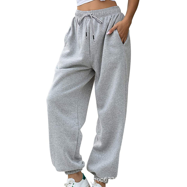 Kvinders casual sweatpants med høj talje og sidelommer med lynlås Skovae