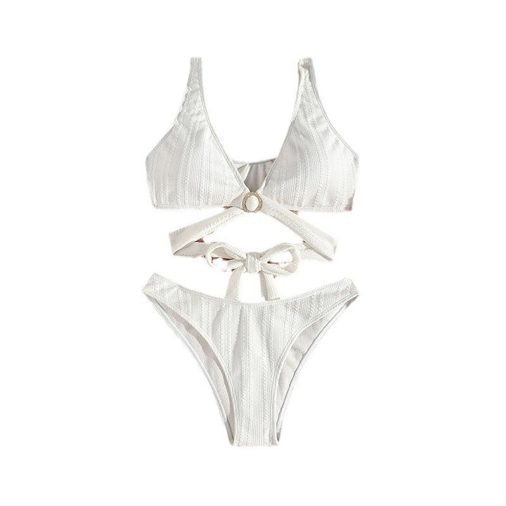Dame Rib-design Kryds-ryg Bikiniset Stilla