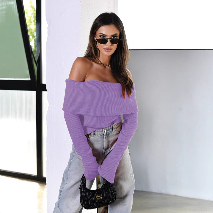 Dame afslappet off-shoulder sweater med brede ærmer Stilla