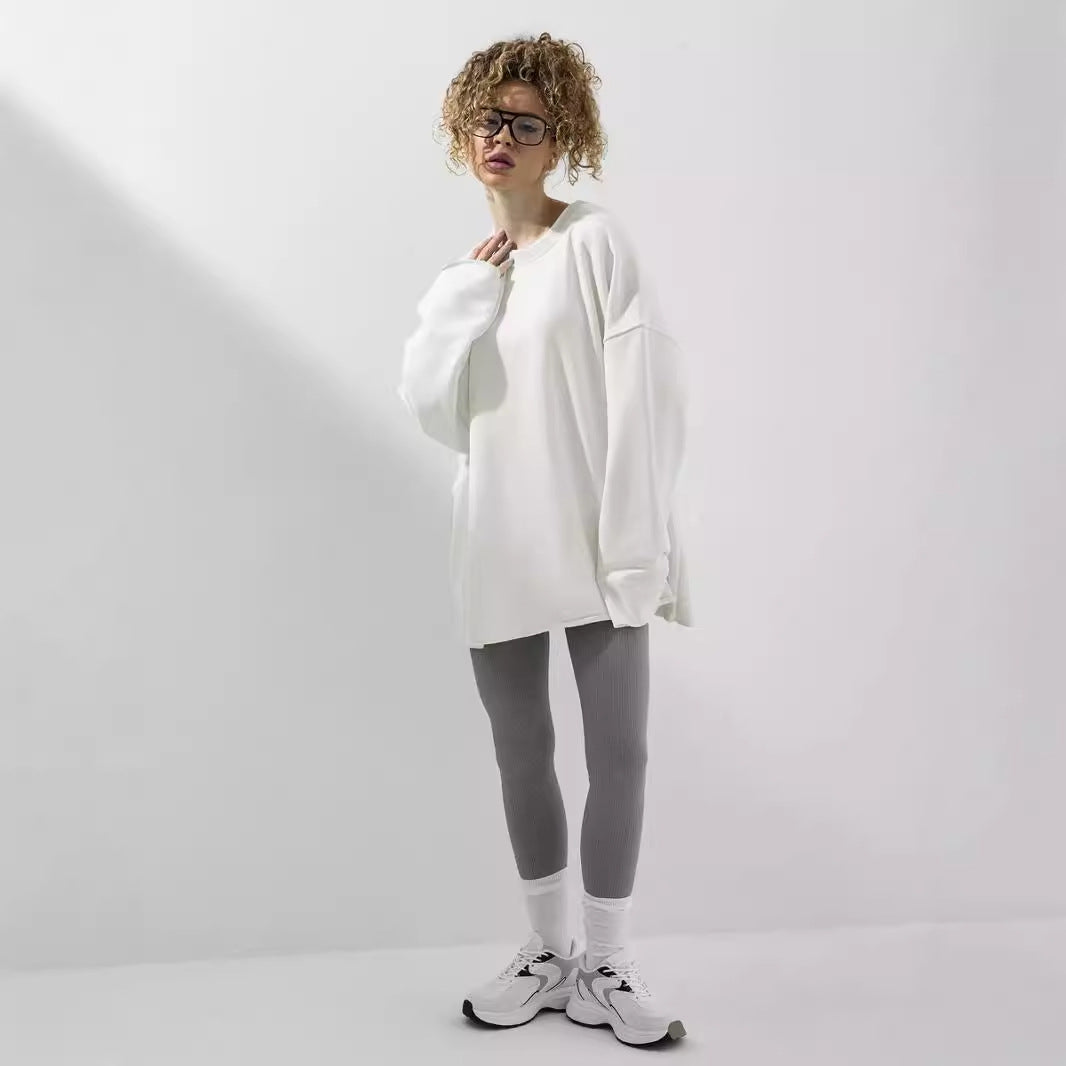 Dame oversized sweatshirt med lange ærmer og rund halsudskæring Skovae