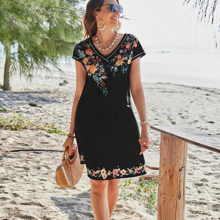 Dame Floral Broderet Strandkjole Stilla