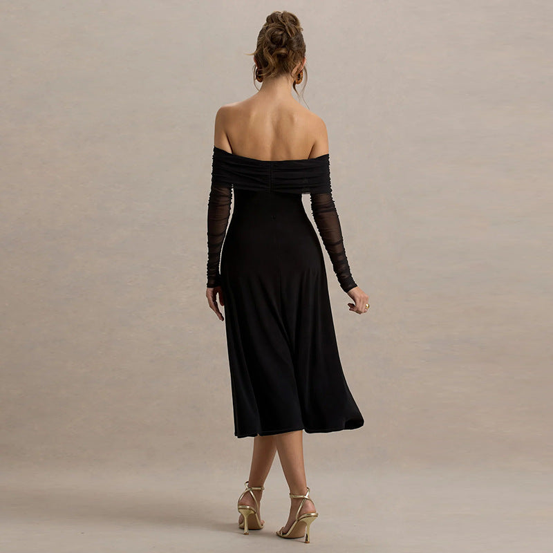 Dame Off-Shoulder Maxikjole med elegante Rüschen Skovae
