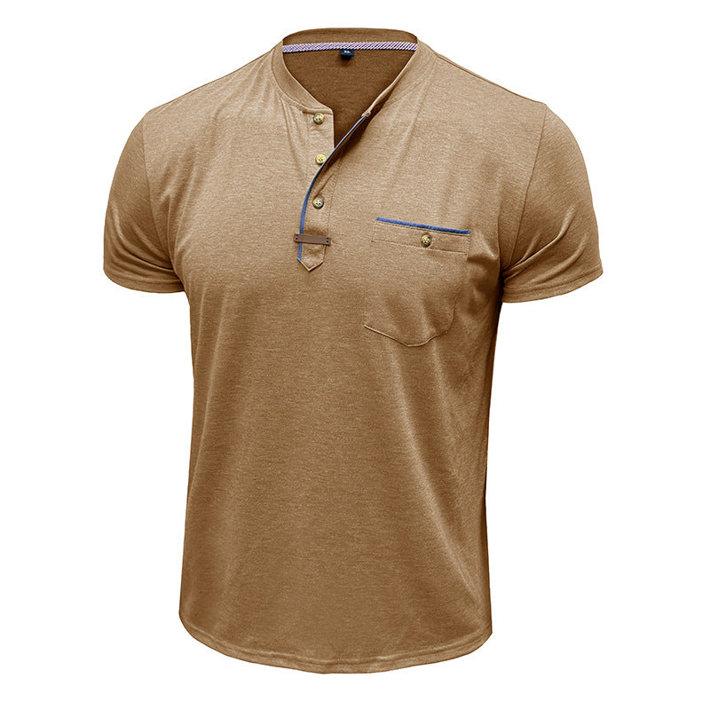 Herrer Kortærmet Henley T-shirt med modiske detaljer Stilla