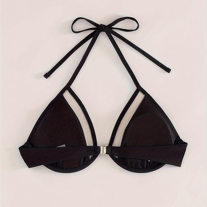 Dame triangel-bikini med gennemskinnelige designelementer Skovae