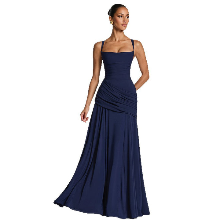 Dame Elegant aften kjole med off-shoulder-design og flydende kappe Skovae