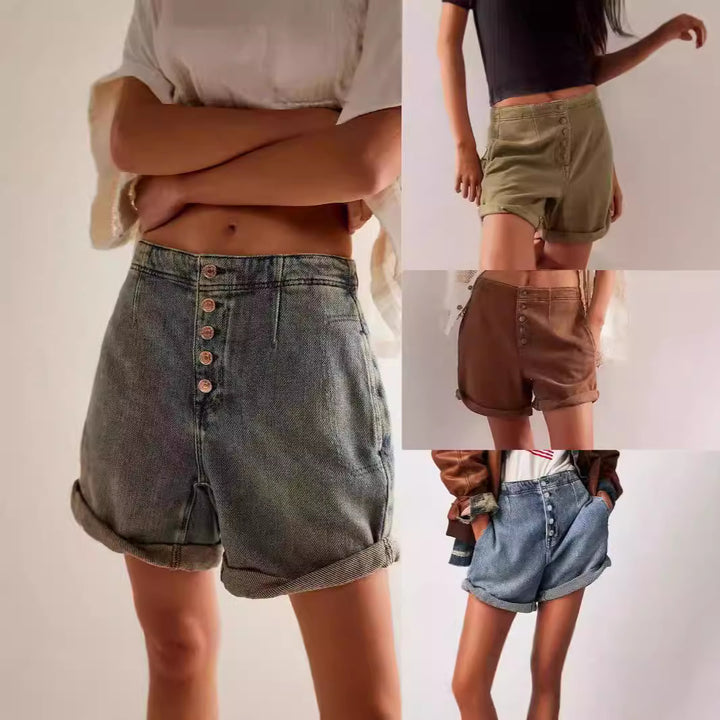 Dame cropped jeansjakke med lagdelt flannelfor Stilla