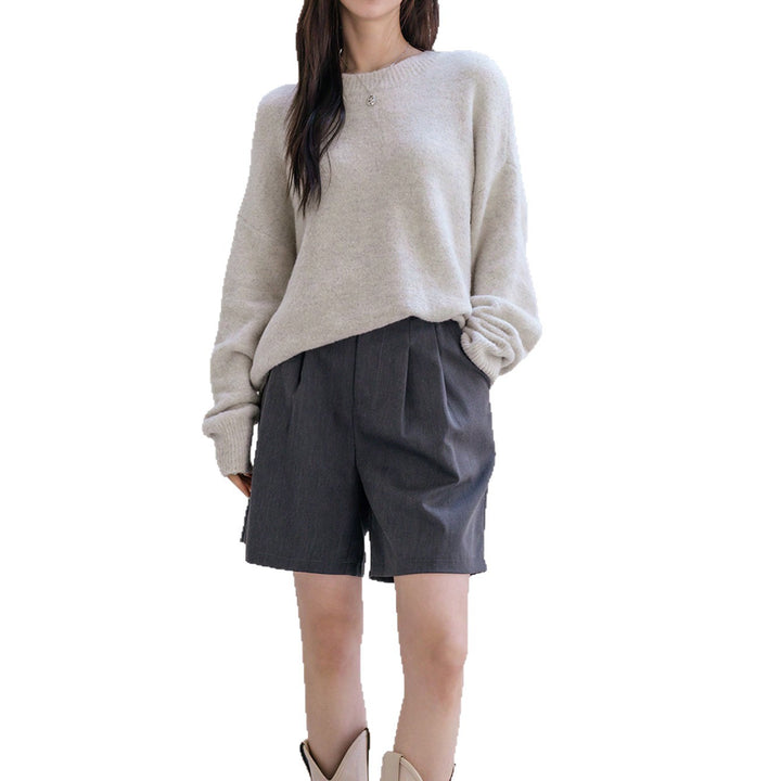 Femme Cozy Oversized Tekstureret Strikpullover med lagdelt Maxi-Nederdel Stilla