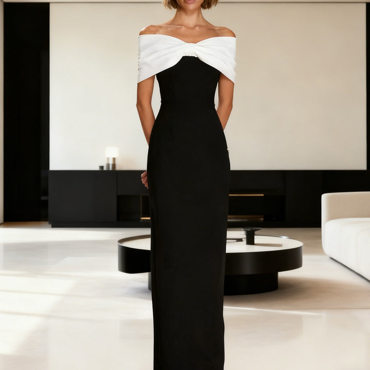 Damer Elegant Maxikjole med off-shoulder design og figursyet snit Skovae