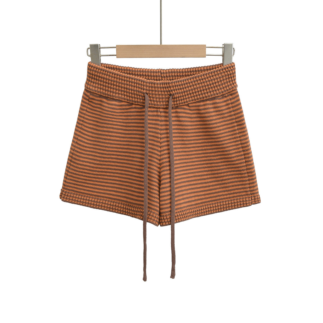 Dame stribede sportshorts med elastisk talje og snor Stilla