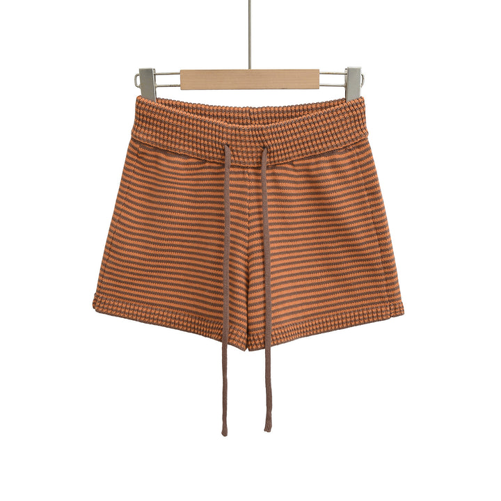 Dame stribede sportshorts med elastisk talje og snor Stilla
