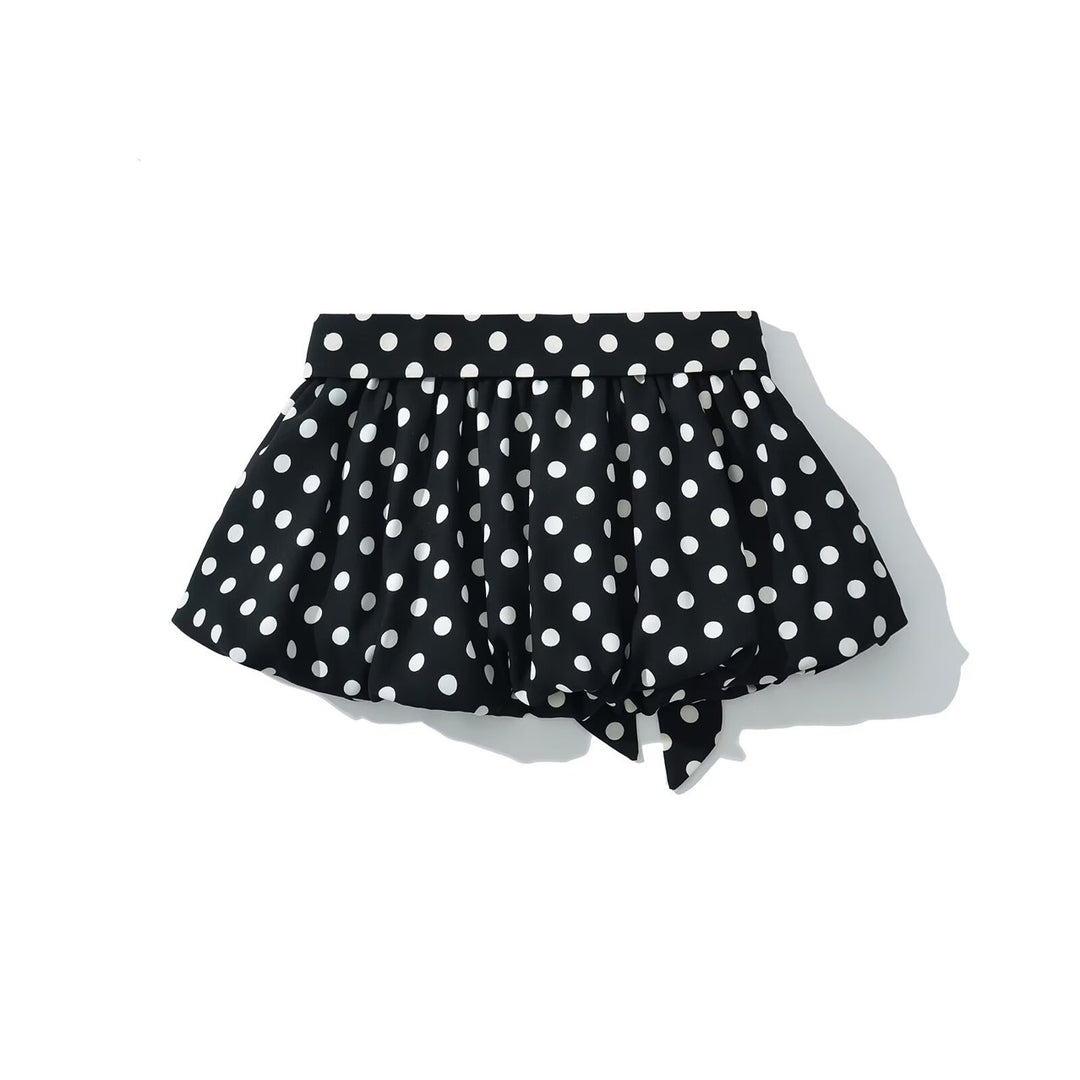 Femme Polka Dot Mini nederdel med sløjfedetalje Stilla