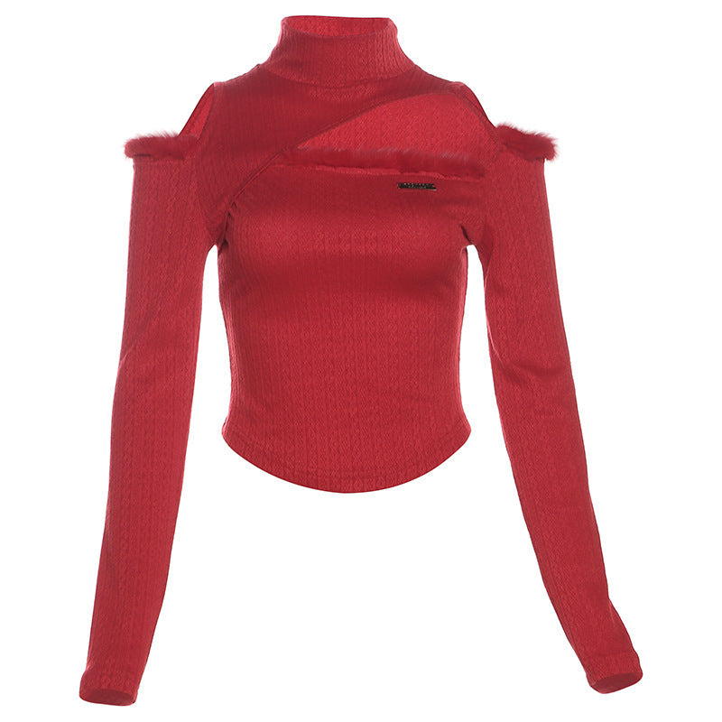 Dame Langærmet top med asymmetrisk design og fashions cut-outs Stilla