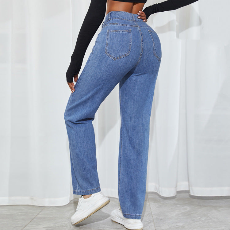 Dame højtaljede jeans i klassisk straight-leg stil Stilla