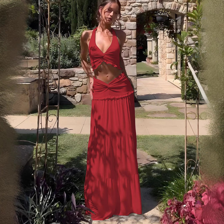 Dame Boho-maxikjole med raffineret cut-out-design og flydende nederdel Stilla