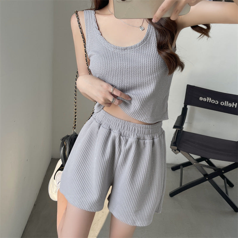 Femme Ribbet Cropped Tank og Shorts Sæt Stilla