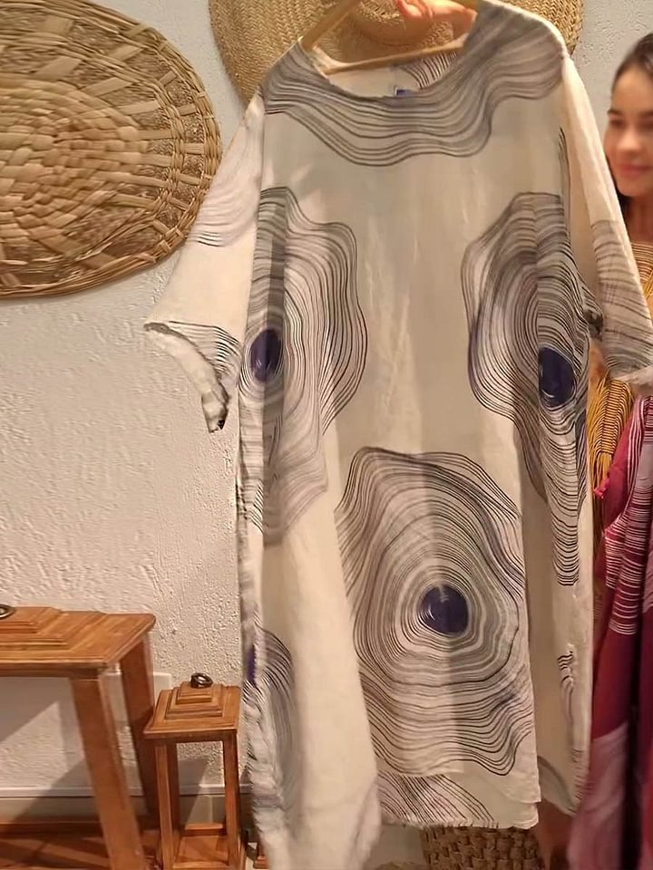 Dame tunika-kjole med unikt mønster og rummelig snit Stilla