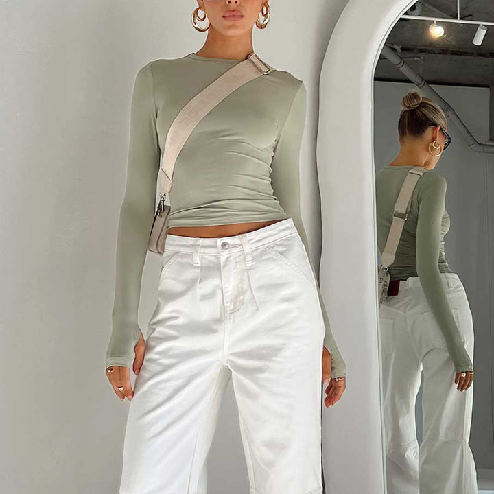 Dame Langærmet Bodysuit i elastisk materiale med figurskæmmende snit Stilla