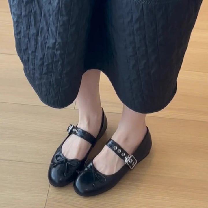 Dame Stilfulde Mary Jane Ballerinas med Dekorativ Rem og Sløjfedetaljer Stilla