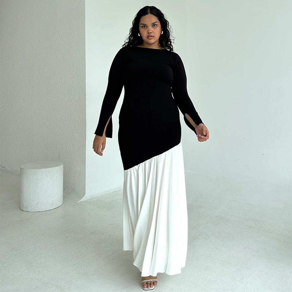 Damer Elegante asymmetrisk maxikjole med lange ærmer og flydende drapering Stilla