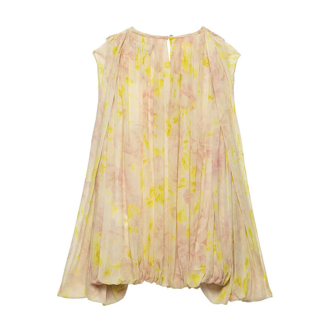 Femme ærmeløs blomstertryk bluse Stilla