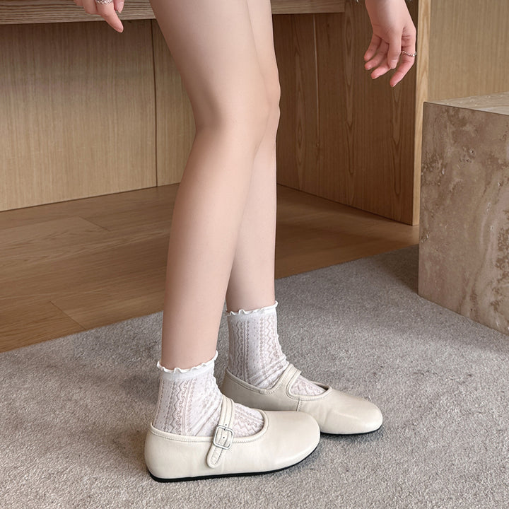 Femme Elegant Mary Jane Ballerinas med justerbar rem Stilla