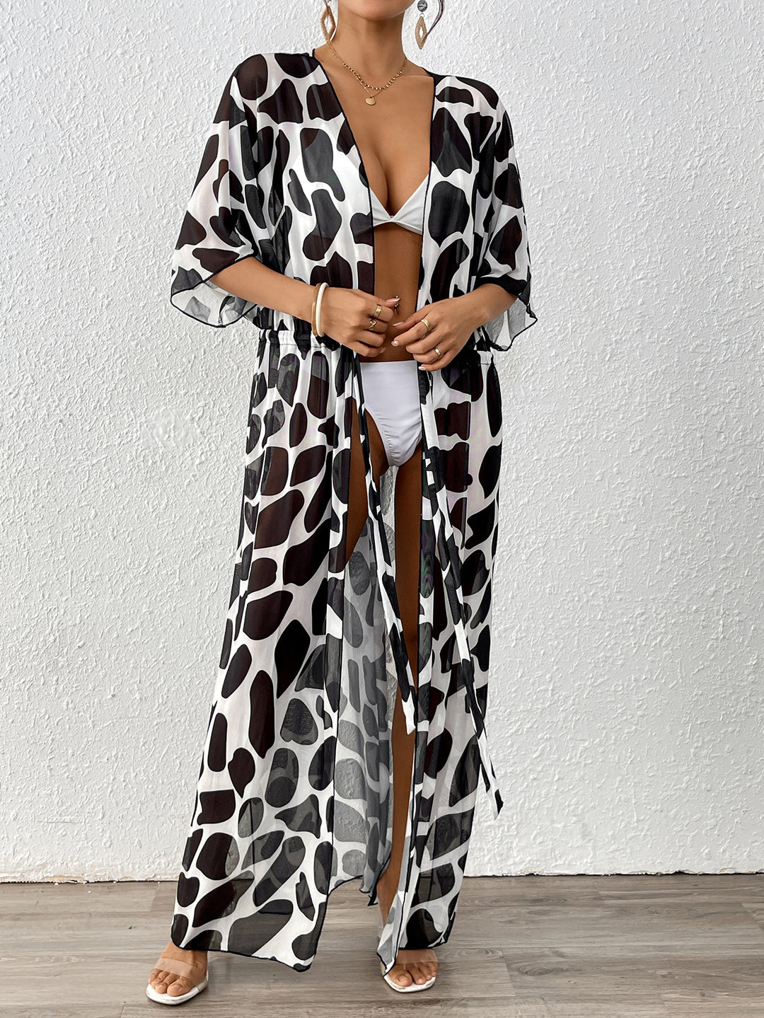 Dame Strandkimono i åndbar chiffon-kvalitet med trendy mønster Stilla