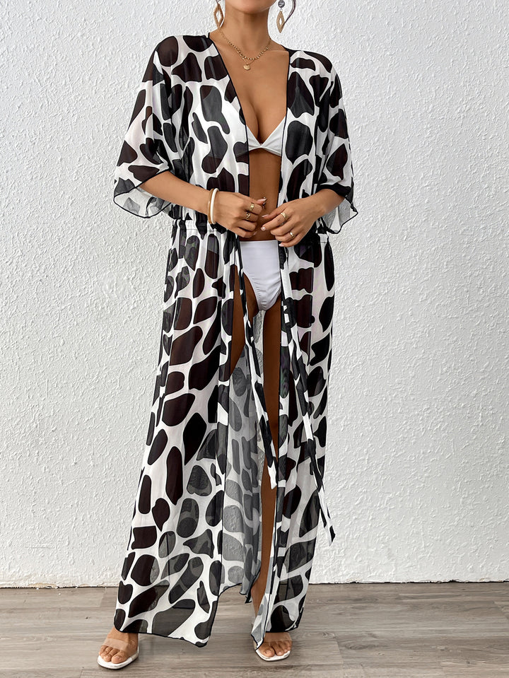 Dame Strandkimono i åndbar chiffon-kvalitet med trendy mønster Stilla