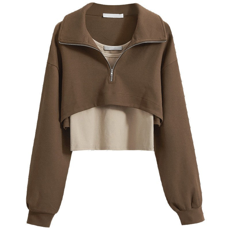 Damer mode cropped sweatshirt med høj krave og lynlås Stilla