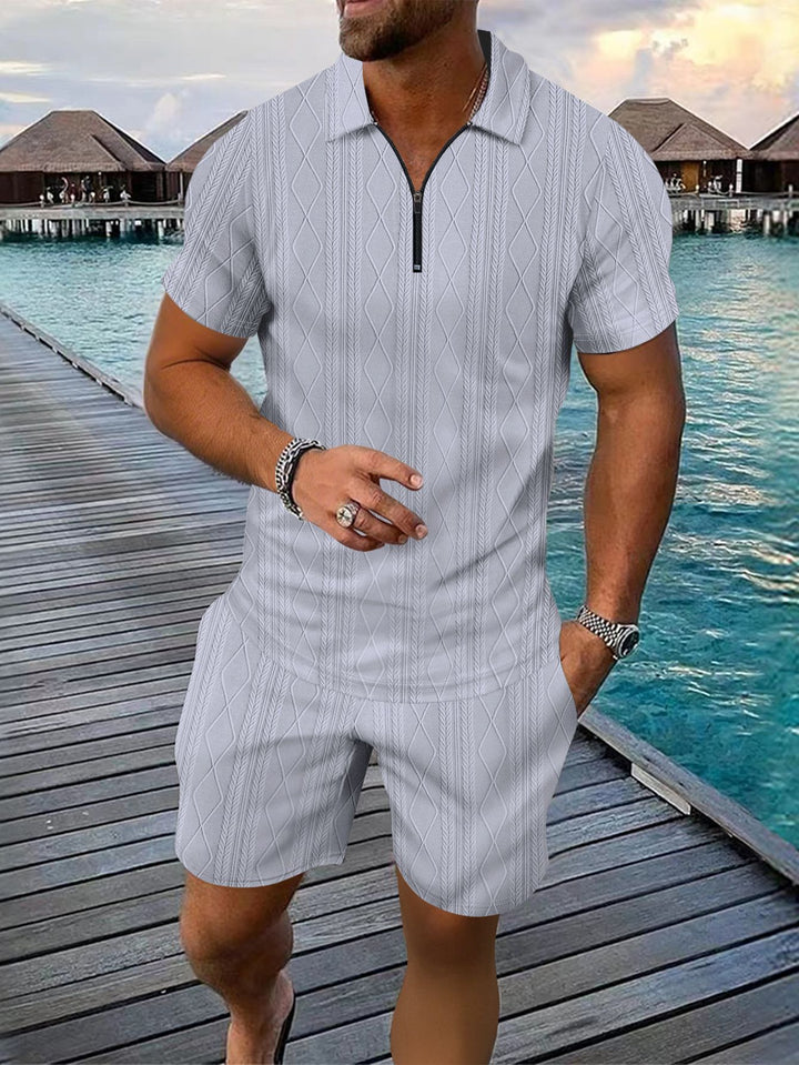 Herre polo-shirt med moderne lynlås og struktureret design Stilla