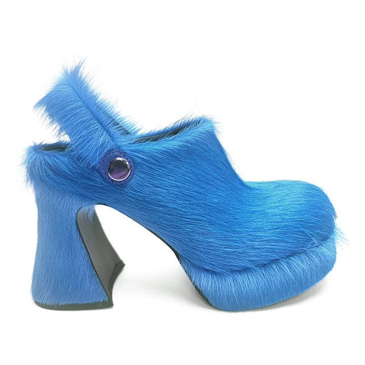 Femme Pels-Accent Chunky Hæl Clogs Stilla