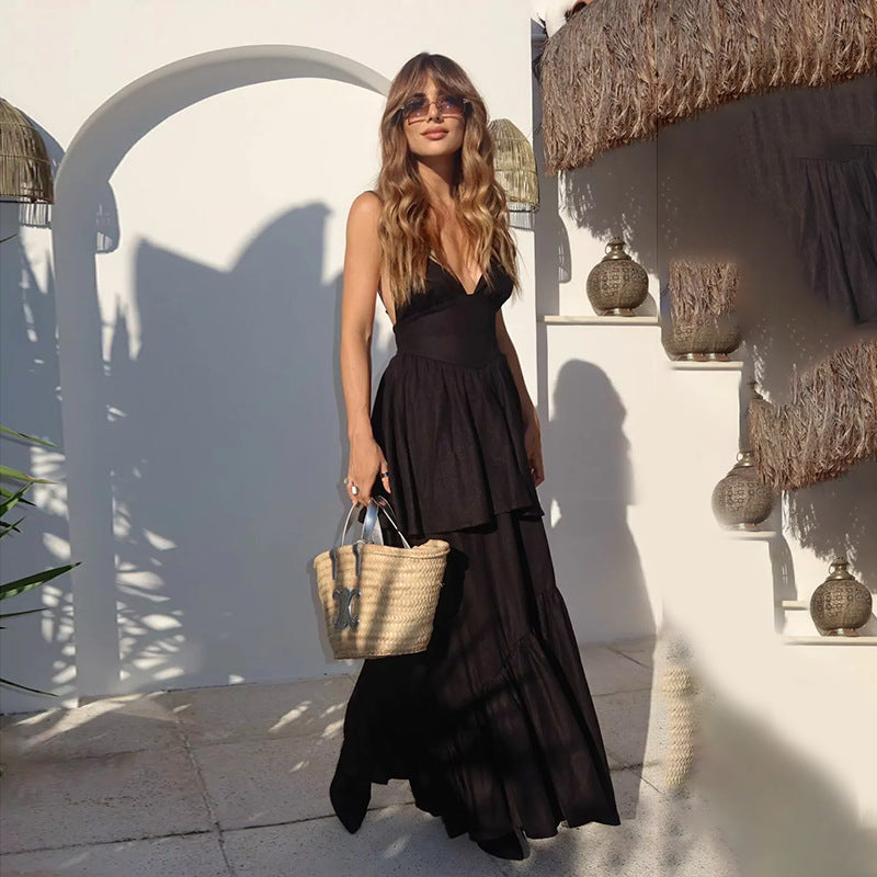 Dame Elegant Lagdeling Maxi Kjole Stilla