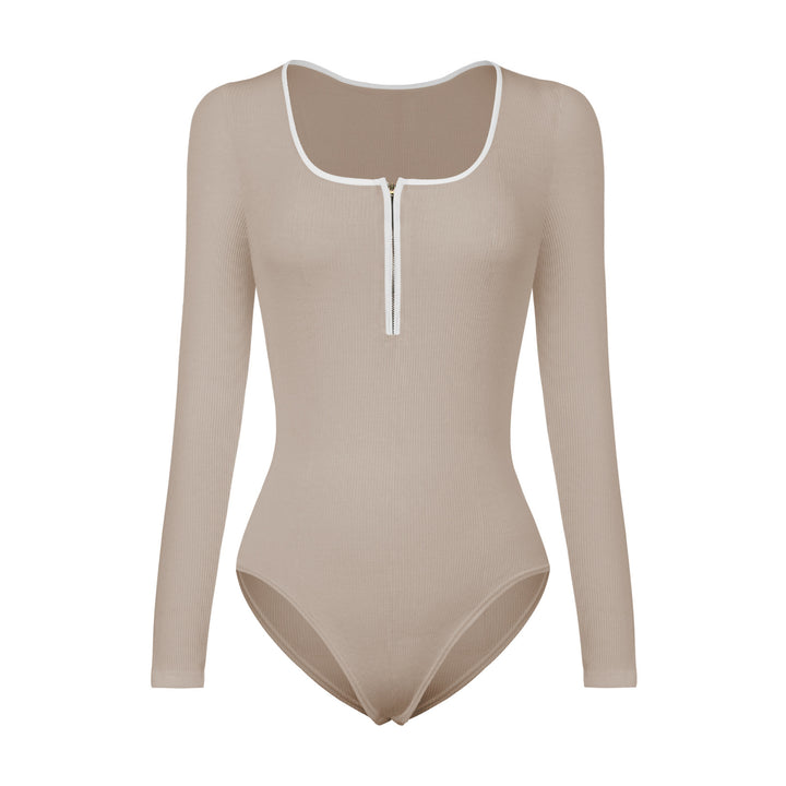 Dame Langærmet Ribbodystocking med Lynlås-detalje Stilla