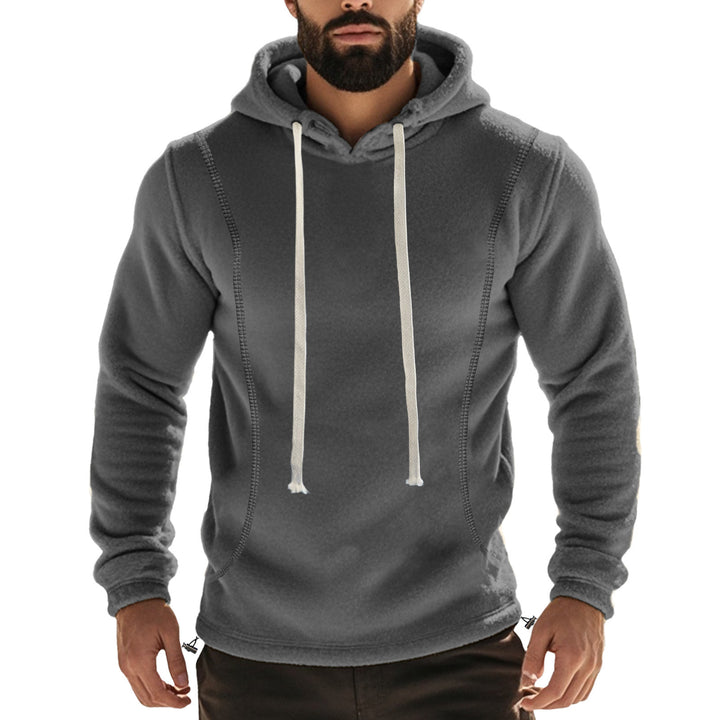 Herre fleece-hoodie med høj krave og kengurupose Stilla