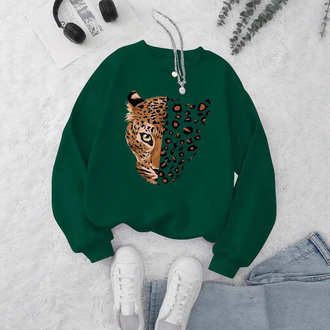Kvinders sweatshirt med leopardmotiver Stilla