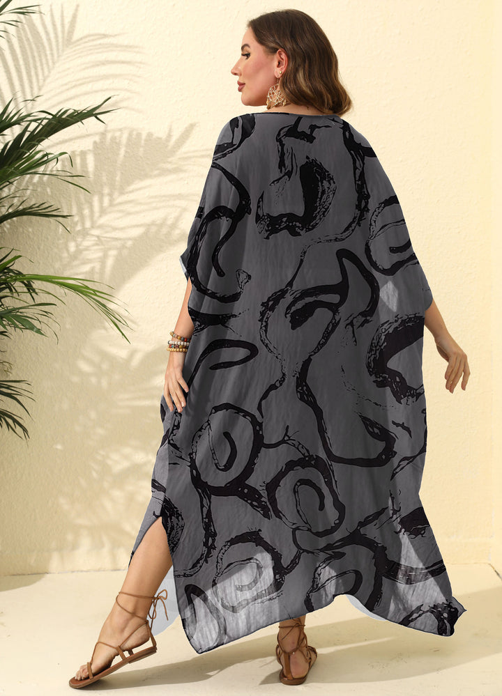 Femme Elegante Abstrakt Trykt Kaftan Stilla