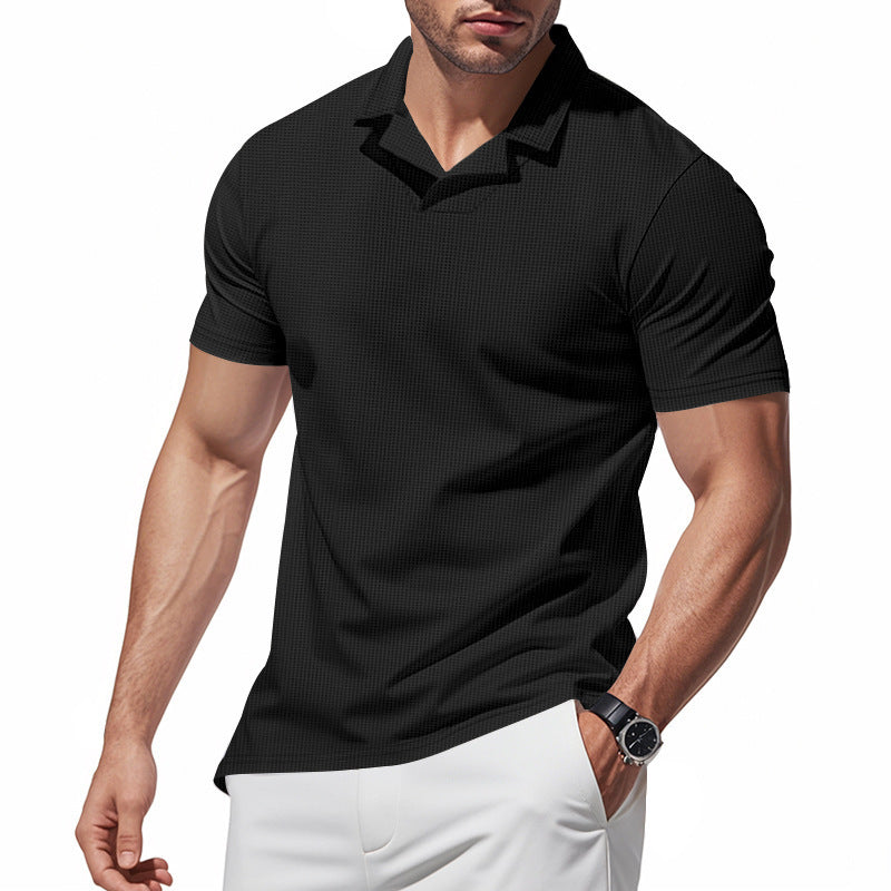 Herrer Kortærmet Polo T-shirt med struktureret mønster og moderigtig V-hals Stilla