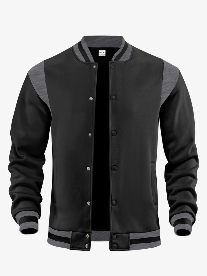 Herren nan let Collegejakke i Varsity-look med trykknaplukning, ribkant og kontrast-skulderstykke Skovae
