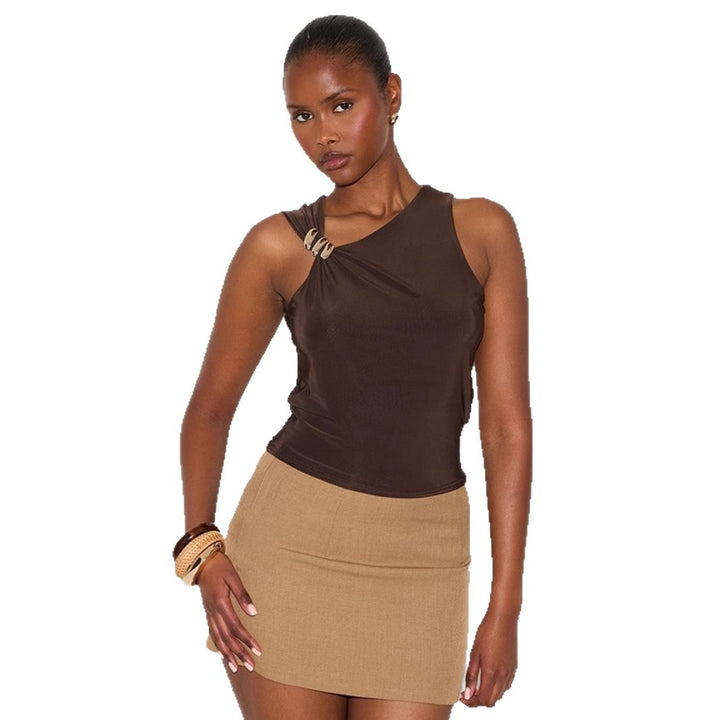 Dame Elegant Tanktop med dekorativt knudedetalje Skovae