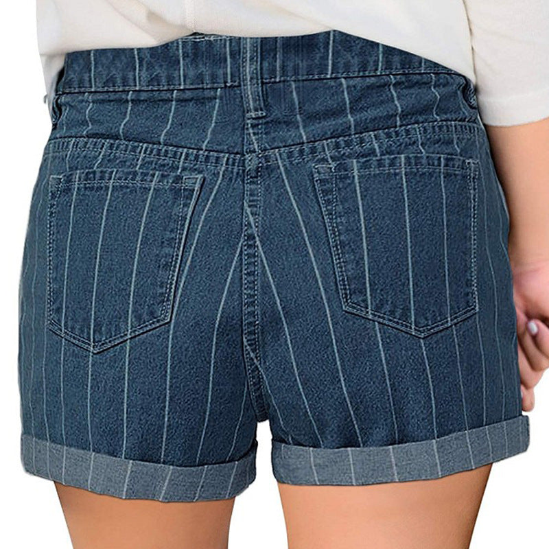Dame Regular Fit Jeans-Shorts med modestribe mønster Stilla