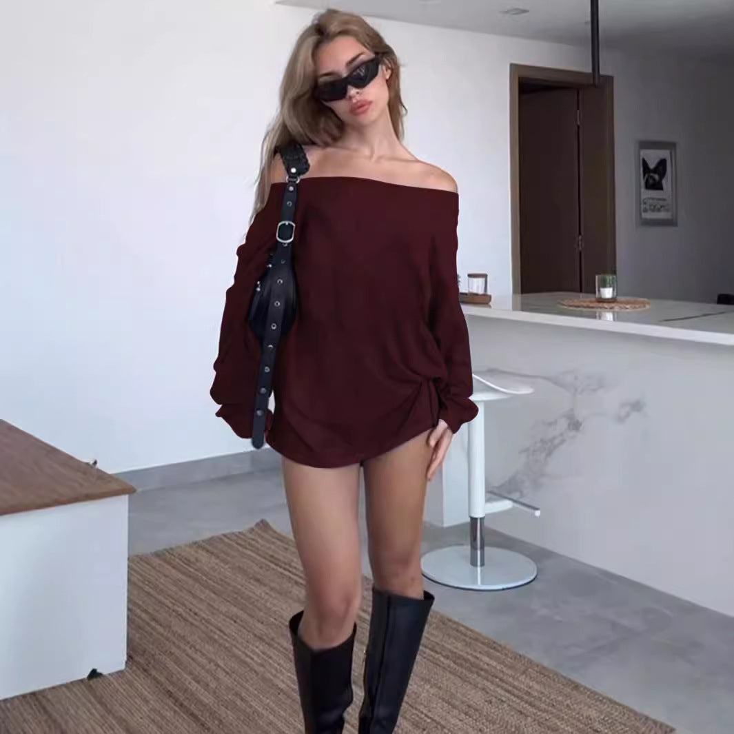 Kvindernes Off-Shoulder Bluse med Løs Pasform og Knude Detalje Stilla