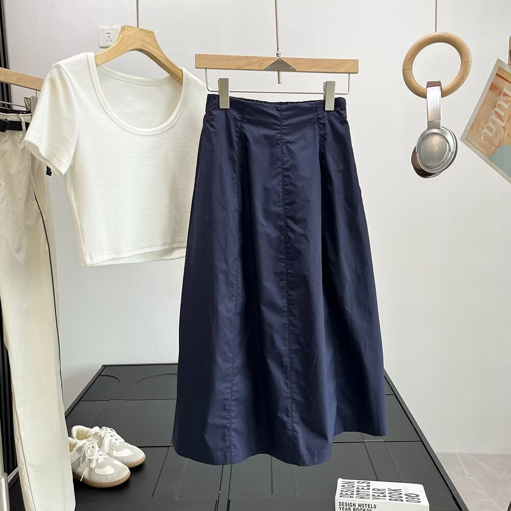 Damer midi nederdel med elegant snit og praktisk lynlås Stilla