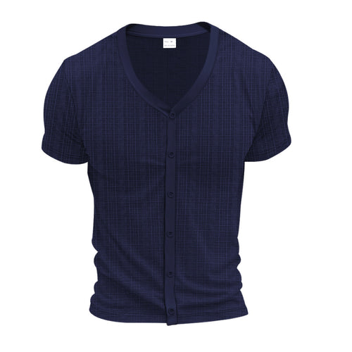 Herrer kortærmet Henley-shirt med struktureret ribdesign Stilla