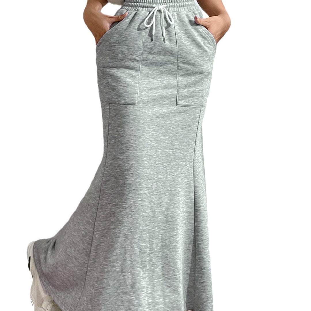 Women's Sweat Maxi Skirt with Elastic Waistband and Practical Pockets Stilla