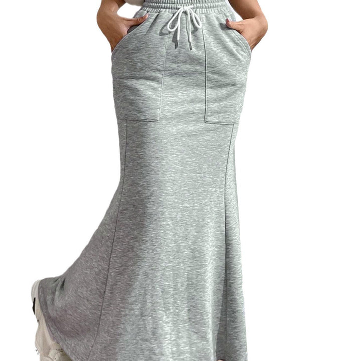 Women's Sweat Maxi Skirt with Elastic Waistband and Practical Pockets Stilla