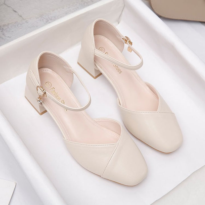 Damer elegante Slingback-pumper med fashionabel rem og komfortabel blokhæl Stilla