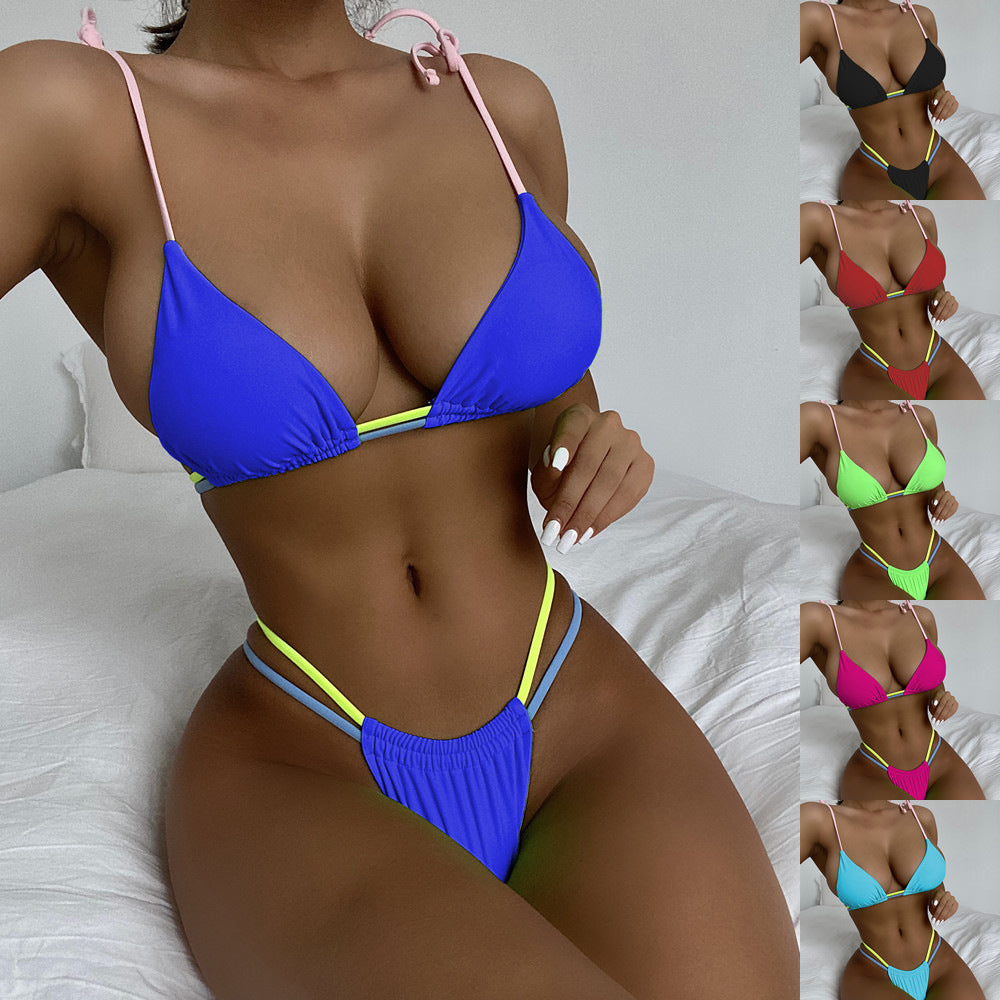 Dame Triangel-Bikini med innovativ farvespil og justerbare bindebånd Skovae