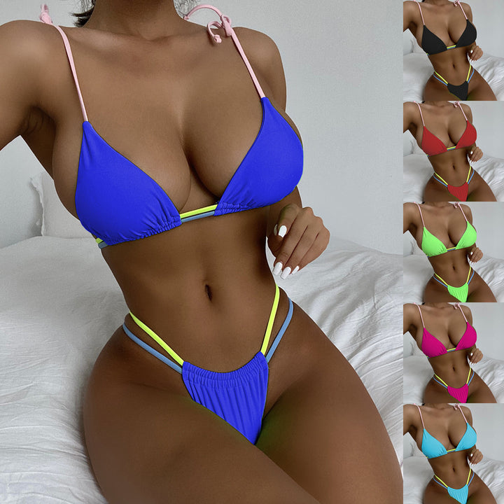 Dame Triangel-Bikini med innovativ farvespil og justerbare bindebånd Skovae