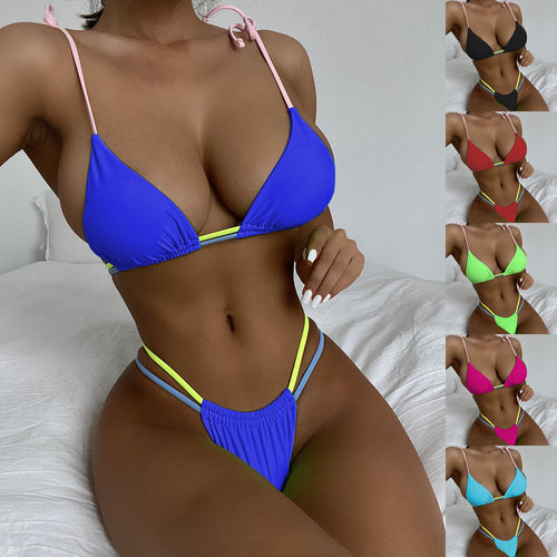 Dame Triangel-Bikini med innovativ farvespil og justerbare bindebånd Skovae
