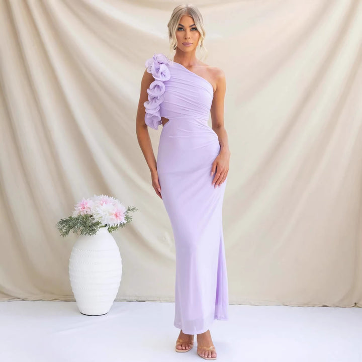 Damer Elegant Flæse Maxi Kjole med Off-Shoulder Design og Skræddersyet Fit