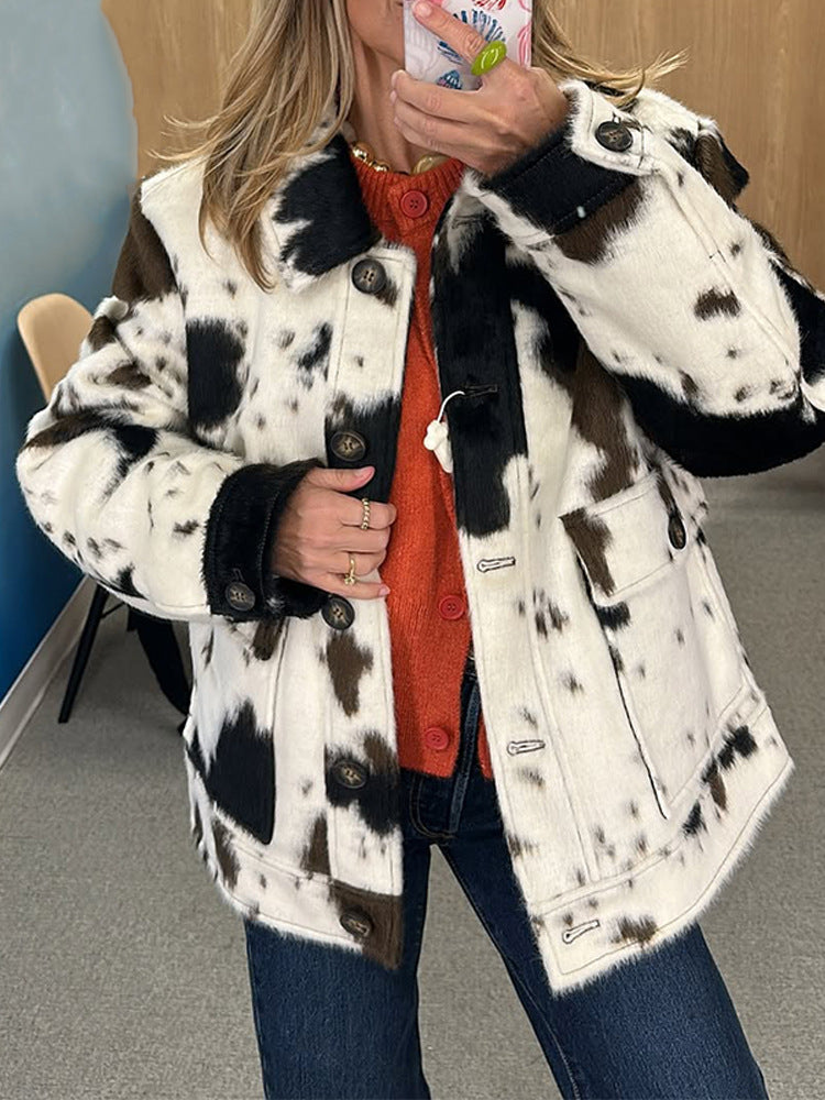 Damer casual oversized jakke med dyreprint Stilla